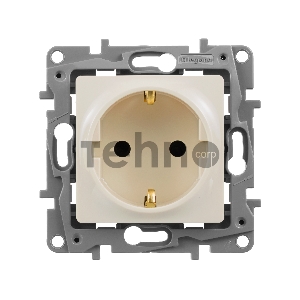Розетка 2К+З, на винтах, защ. шт., сл. кость ETIKA 