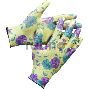 Перчатки GRINDA садовые, прозрачное нитриловое покрытие, размер L-XL, зеленые