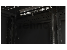 Шкаф серверный Hyperline (TTB-4261-AS-RAL9004) напольный 42U 600x1000мм пер.дв.стекл задн.дв.спл.стал.лист 2 бок.пан. 800кг черный 910мм IP20 сталь