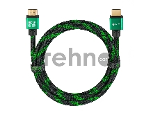Greenconnect Кабель 2.0m HDMI версия 2.0, HDR 4:2:2, Ultra HD, 4K 60 fps 60Hz/5K*30Hz, 3D, AUDIO, 18.0 Гбит/с, 28/28 AWG, OD7.3mm, тройной экран, BICOLOR нейлон, AL корпус зеленый, GCR-51486 Greenconnect Кабель 2.0m HDMI версия 2.0, HDR 4:2:2, Ultra HD, 4K 60 fps 60Hz/5K*30Hz, 3D, AUDIO, 18.0 Гбит/с, 28/28 AWG, OD7.3mm, тройной экран, BICOLOR нейлон, AL корпус зеленый, GCR-51486