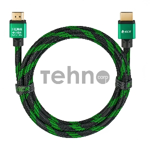 Greenconnect Кабель 2.0m HDMI версия 2.0, HDR 4:2:2, Ultra HD, 4K 60 fps 60Hz/5K*30Hz, 3D, AUDIO, 18.0 Гбит/с, 28/28 AWG, OD7.3mm, тройной экран, BICOLOR нейлон, AL корпус зеленый, GCR-51486 Greenconnect Кабель 2.0m HDMI версия 2.0, HDR 4:2:2, Ultra HD, 4