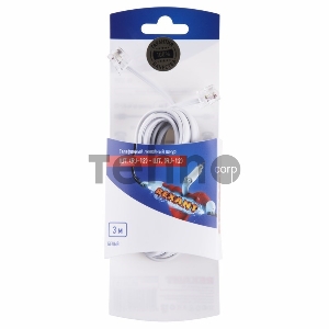 Телефонный удлинитель REXANT, 6р-4с, 3 м, белый