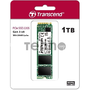 Твердотельный накопитель Transcend MTE220S SSD 1TB, 3D TLC, M.2 (2280), PCIe Gen 3.0 x4, NVMe, R3400/W1900, TBW 2200