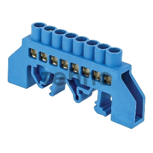 Шина нулевая N 8х12 8 отвер. латунь син. нейлоновый корпус комбинированный PROxima EKF sn0-125-8-dn