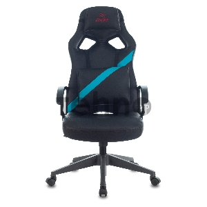 Кресло игровое Zombie DRIVER черный/голубой искусственная кожа с подголов. крестовина пластик
