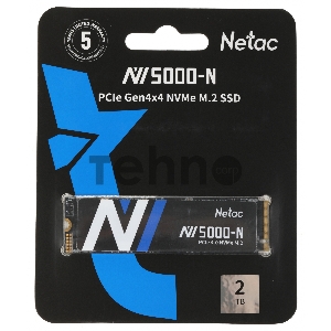 Накопитель Netac SSD NV5000-N 2TB PCIe 4 x4 M.2 2280 NVMe 3D NAND, R/W up to 4800/4400MB/s, TBW 1280TB, without heat sink