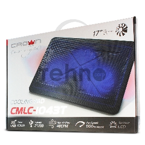 Подставка для ноутбука CROWN CMLC-1043T (Для ноутбуков диагональю до 17”, подсветка, 3*кулер D110*15мм)