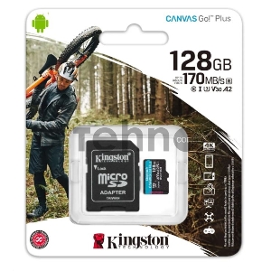 Карта памяти Kingston 128GB microSDXC Canvas Go Plus 170R A2 U3 V30 Card + ADP EAN: 740617301182