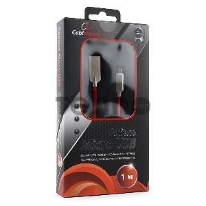 Кабель USB 2.0 Cablexpert CC-P-mUSB02R-1M, AM/microB, серия Platinum, длина 1м, красный, блистер
