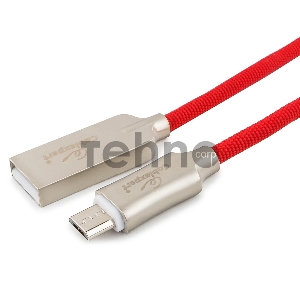 Кабель USB 2.0 Cablexpert CC-P-mUSB02R-1.8M, AM/microB, серия Platinum, длина 1.8м, красный, блистер