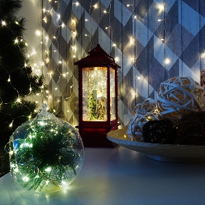 Фонарь декоративный Дед Мороз с эффектом снегопада и подсветкой тепл. бел. Neon-Night 501-062