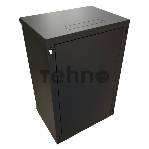 Шкаф коммутационный WRline (WR-TW-1866-GP-RAL9004) настенный 18U 600x600мм пер.дв.стекл 2 бок.пан. 60кг черный 520мм 908мм IP20 сталь