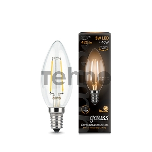 Лампа светодиодная GAUSS 103801105  LED Filament Candle Е14 5Вт 2700к 1/10/50