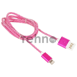 Кабель Gembird USB 2.0 Cablexpert CCB-ApUSBr1m, AM/Lightning 8P, 1м, армированная оплетка, разъемы розовый металлик, блистер