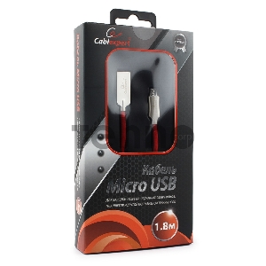 Кабель USB 2.0 Cablexpert CC-P-mUSB02R-1.8M, AM/microB, серия Platinum, длина 1.8м, красный, блистер