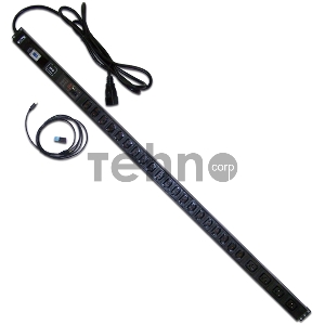 Вертикальный блок розеток, 4xC19+20xC13, 250V/32A, с мониторингом по RS-485, шнур 3 м, вилка IEC309