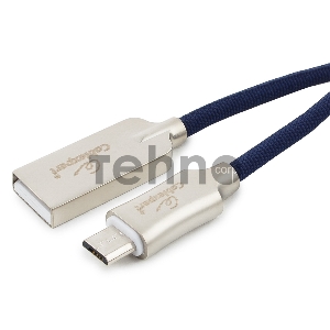 Кабель USB 2.0 Cablexpert CC-P-mUSB02Bl-1M, AM/microB, серия Platinum, длина 1м, синий, блистер