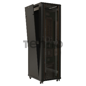 Шкаф напольный Hyperline TTB-2266-AS-RAL9004 19-дюймовый, 22U, 1166x 600х 600 мм (ВхШхГ), передняя стеклянная дверь со стальными перфорированными боковинами, задняя дверь сплошная, ручка с замком