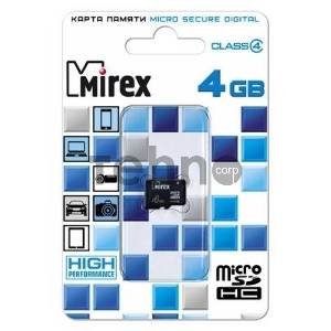 Флеш карта microSD 4GB Mirex microSDHC Class 4