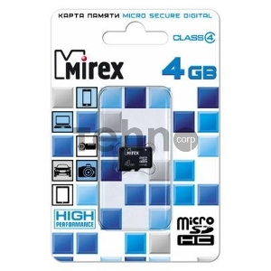 Флеш карта microSD 4GB Mirex microSDHC Class 4 Флеш карта microSD 4GB Mirex microSDHC Class 4
