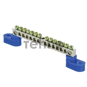 Шина нулевая N 6х9 14 отвер. никель 2 син. угловых изолятора PROxima EKF sn1-63-14-2