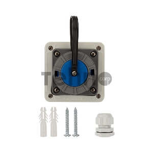 Розетка настенная влагозащищенная с крышкой 16 А, 2Р+РЕ, IP68 REXANT