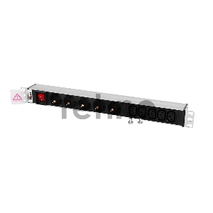 Блок розеток ЦМО  Rem-10 без шнура с выкл., 5 Schuko, 5 IEC 60320 C13, вход IEC 60320 C14, 10A, алюм., 19 (R-10-5S-5C13-V-440-Z)