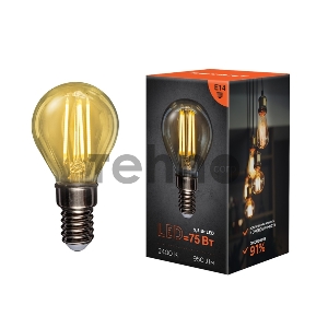 Лампа филаментная REXANT Шарик GL45 9.5 Вт 950 Лм 2400K E14 золотистая колба