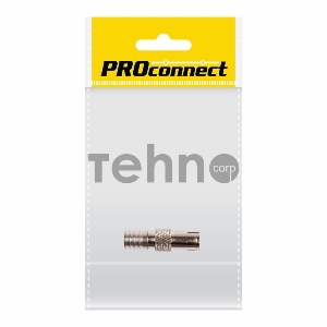 Разъем антенный на кабель, (гнездо-TV никель под обжим), (1шт.) (пакет)  PROconnect