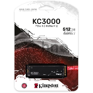 Накопитель SSD M.2 Kingston 512Gb KC3000 <SKC3000S/512G> (PCI-E 4.0 x4, up to 7000/3900Mbs, 3D TLC, NVMe, 400TBW, Phison E18, 22х80mm, LP heatsink)