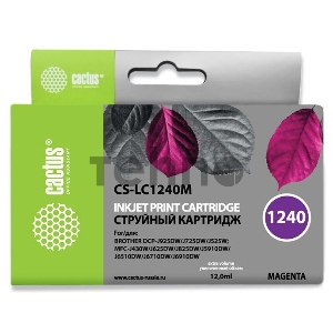 Картридж струйный Cactus CS-LC1240M пурпурный для Brother MFC-J6510/6910DW (12ml)