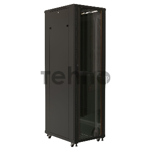 Шкаф серверный Hyperline (TTB-3266-AS-RAL9004) напольный 32U 600x600мм пер.дв.стекл задн.дв.спл.стал.лист 2 бок.пан. 800кг черный 510мм IP20 сталь