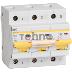 Выключатель автоматический модульный 3п D 10А 10кА ВА47-100 ИЭК MVA40-3-010-D