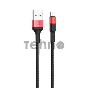 Кабель USB 2.0 hoco X26, AM/microBM, черно-красный, 1м