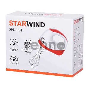 Миксер ручной Starwind SHM-251 250Вт белый/коралловый