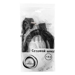 Кабель питания Cord Power Gembird/Cablexpert PC-186 / 1.8м, Schuko- C13, 4А, черный, с зазем.