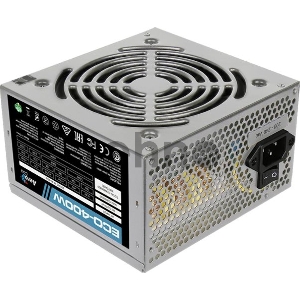 Блок питания Aerocool 400W Retail ECO-400W ATX v2.3 Haswell, fan 12cm, 400mm cable, power cord, 20+4P, 12V 4P, 1x PCI-E 6P, 2x SATA, 2x PATA, 1x FDD