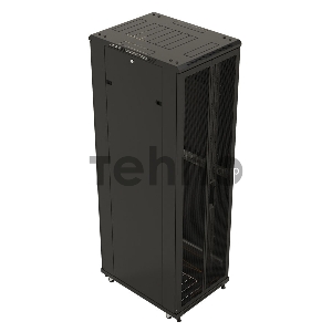 Шкаф серверный Hyperline (TTB-4266-DD-RAL9004) напольный 42U 600x600мм пер.дв.перфор.2ств. задн.дв.перфор.2-хст. 2 бок.пан. 800кг черный 510мм IP20 сталь