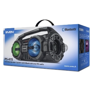 Акустическая система SVEN PS-415. черный.  (2.0. мощность 2x6 Вт (RMS). Bluetooth. FM. USB. microSD. LED-дисплей. встроенный аккумулятор) SVEN PS-415. черный. акустическая система (2.0. мощность 2x6 Вт (RMS). Bluetooth. FM. USB. microSD. LED-дисплей. встр