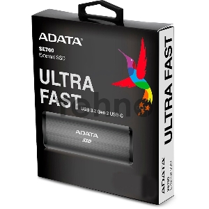 Внешний твердотельный накопитель SSD 1.8 2TB ADATA SE760 Black External SSD [ASE760-2TU32G2-CBK] USB 3.2 Gen 2 Type-C, USB 3.2 Type-C to C cable,USB 3.2 Type-C to A cable, Quick Start Guide, RTL