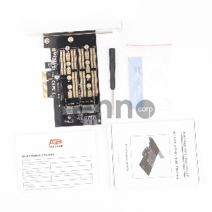 Адаптер AgeStar AS-MC02 PCI-E для M.2 SATA SSD+M.2 NVME SSD Card Адаптер AgeStar AS-MC02 PCI-E для M.2 SATA SSD+M.2 NVME SSD Card