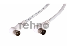 Шнур ТВ гнездо - ТВ штекер, угловой, длина 5 метров, белый REXANT