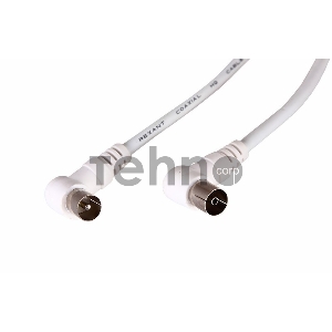 Шнур ТВ гнездо - ТВ штекер, угловой, длина 5 метров, белый REXANT