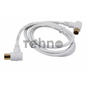 Шнур ТВ гнездо - ТВ штекер, угловой, длина 5 метров, белый REXANT