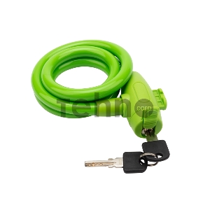 Тросовый замок взломостойкий для велосипедов и колясок с ключом 100 см зеленый