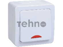 Выключатель 1-кл. ОП ГЕРМЕС PLUS для открытой установки со свет. индик. ВС20-1-1-ГПБ IP54 (цвет клавиши: бел.) ИЭК EVMP11-K01-10-54-EC