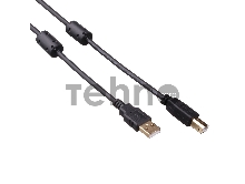 Кабель USB 2.0 A-->B 3м Exegate 2 фильтра, позолоченные контакты