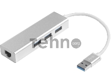 Хаб Greenconnect USB 3.0 Хаб на 3 порта + 10/100Mbps Ethernet Network (GCR-AP05) metall