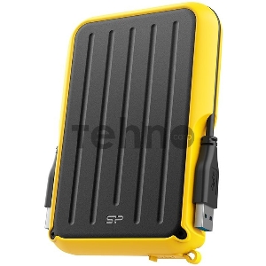 Внешний жесткий диск 2.5 1.0Tb Silicon Power Armor A66 <SP010TBPHD66SS3Y> черно-жёлтый (USB3.2, прорезиненный, противоударный MIL-STD-810G, пыле-влагозащищенный IPX4)