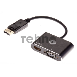 Кабель-переходник DisplayPort(M) ---> HDMI(F)+VGA(F)4K@30Hz VCOM Allum shell<CG640M-0.15>